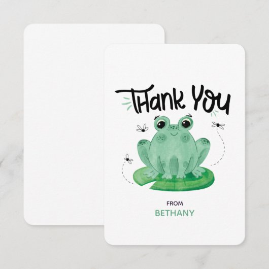 Schattige Frog gepersonaliseerde flat dank u kaart (Voorkant / Achterkant)