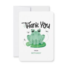 Schattige Frog gepersonaliseerde flat dank u kaart