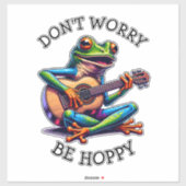 Schattige Frog Gitaar spelen | Maak je geen zorgen Sticker (Vel)