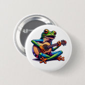 Schattige Frog Gitaar spelen Ronde Button 5,7 Cm (Voorkant /achterkant)