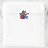 Schattige Frog Gitaar spelen Ronde Sticker (Tas)