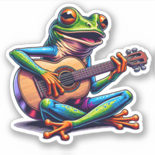 Schattige Frog Gitaar spelen Sticker