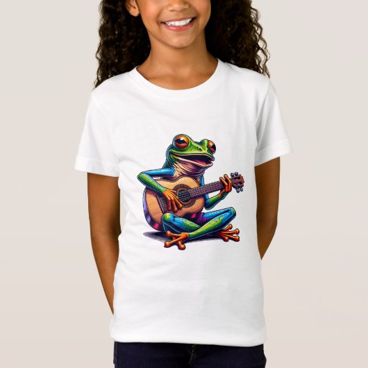 Schattige Frog Gitaar spelen T-shirt (Voorkant)