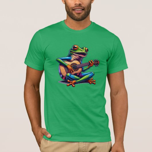 Schattige Frog Gitaar spelen T-shirt (Voorkant)
