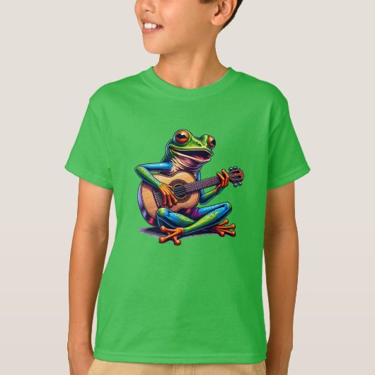Schattige Frog Gitaar spelen T-shirt (Voorkant)