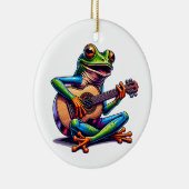 Schattige Frog Gitaar spelen | Toad Pun Christmas Keramisch Ornament (Rechts)