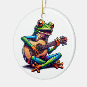 Schattige Frog Gitaar spelen | Toad Pun Christmas Keramisch Ornament (Links)