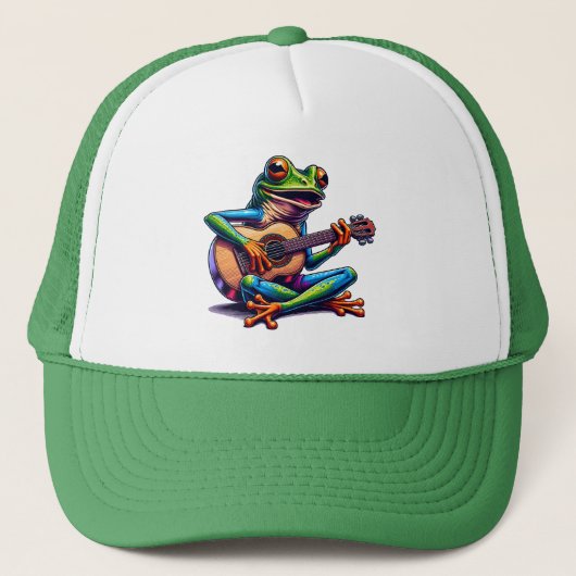 Schattige Frog Gitaar spelen Trucker Pet (Voorkant)