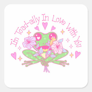 Schattige Frog - Ik ben helemaal verliefd op je Vierkante Sticker