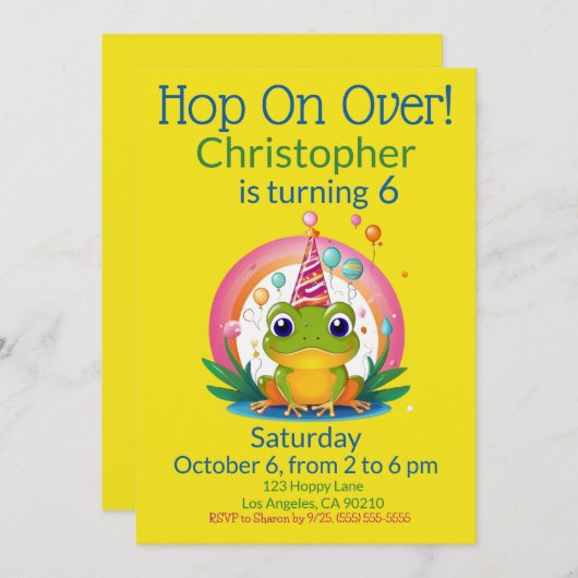 Schattige Frog Kids Verjaardag Kaart (Voorkant / Achterkant)