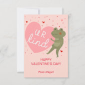 Schattige Frog Kinder Klaslokaal Valentijn Note Ka Kaart (Voorkant)