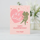 Schattige Frog Kinder Klaslokaal Valentijn Note Ka Kaart (Staand voorkant)