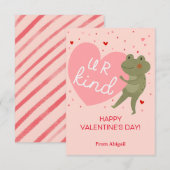 Schattige Frog Kinder Klaslokaal Valentijn Note Ka Kaart (Voorkant / Achterkant)
