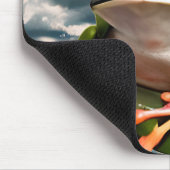 Schattige Frog op Pink Flower Branch met Clouds Muismat (Hoek)