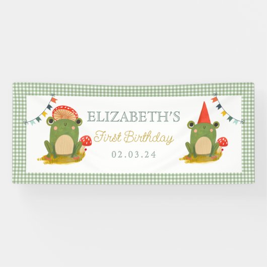 Schattige Frog Red pet paddenstoel Spandoek (Horizontaal)