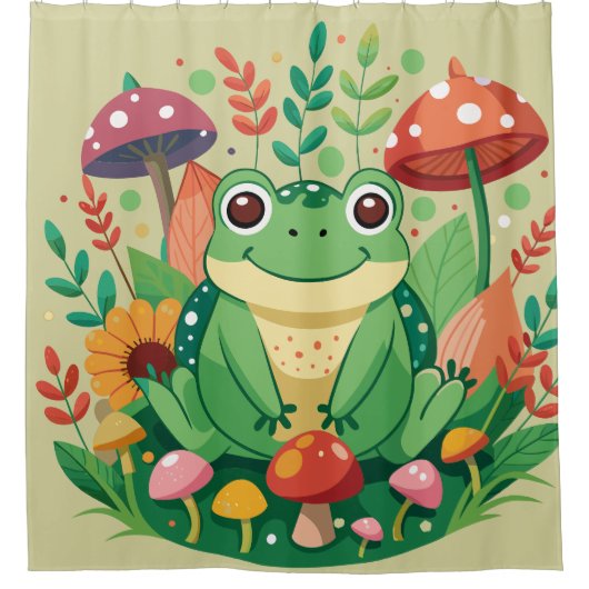 Schattige Frog Shower Gordijn voor Frog Lovers (Voorkant)