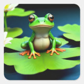 Schattige Frog Square Sticker (Voorkant)