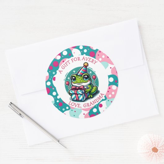 Schattige Frog Thema Meisje Verjaardag Gift Label (Envelop)
