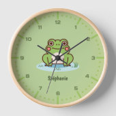 Schattige Frog Wall Clock met cijfers (Voorkant)