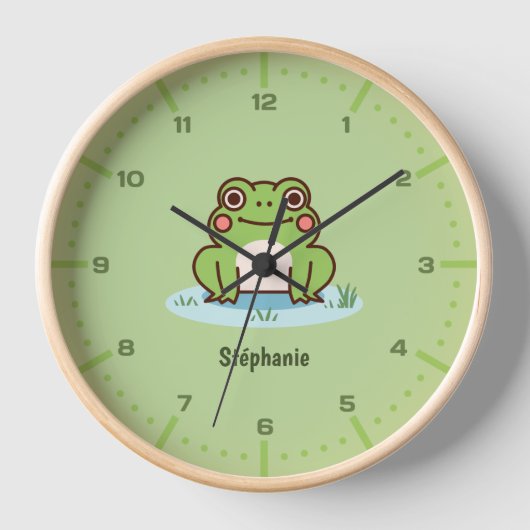 Schattige Frog Wall Clock met cijfers (Voorkant)