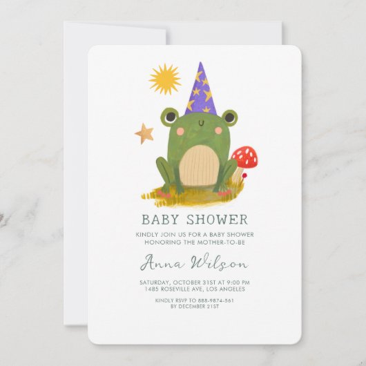Schattige Frog Wizard Schattige Baby shower Uitnod Kaart (Voorkant)