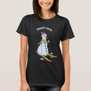 Schattige Frostige Ski Sneeuwman T-shirt