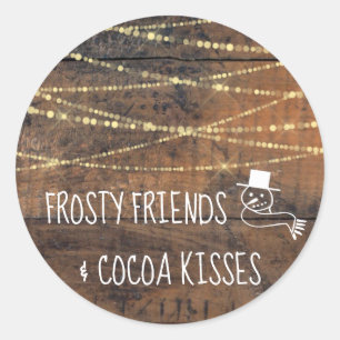 Schattige Frosty Friends & Cacao Kisses Sneeuwman  Ronde Sticker