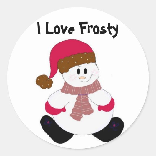 Schattige Frosty Ronde Sticker (Voorkant)