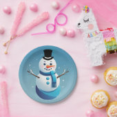 Schattige Frosty Sneeuwman Illustratie Papier Bord (Feest)