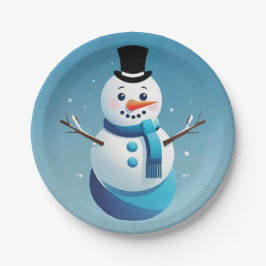 Schattige Frosty Sneeuwman Illustratie Papier Bord