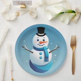 Schattige Frosty Sneeuwman Illustratie Papier Bord