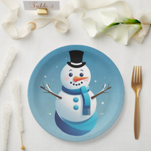 Schattige Frosty Sneeuwman Illustratie Papier Bord