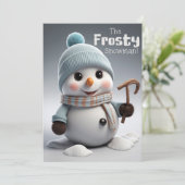 Schattige Frosty Sneeuwman in Koele Wintersneeuw Feestdagenkaart (Staand voorkant)