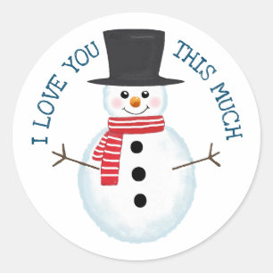 Schattige Frosty Sneeuwman Liefde Kerstmis Ronde Sticker