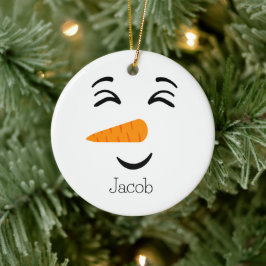 Schattige Frosty the Snowman Smiling Face Keramisch Ornament