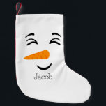 Schattige Frosty the Snowman Smiling Face Kleine Kerstsok<br><div class="desc">Dit lachende sneeuwpopontwerp is versierd met de liefste,  meest vertederende glimlach. Met rooskleurige wangen en een wortelneus is de charme van Frosty onweerstaanbaar,  die warmte en verrukking verspreidt waar hij ook gaat.</div>