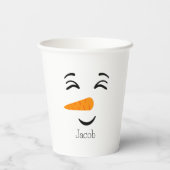 Schattige Frosty the Snowman Smiling Face Papieren Bekers (Achterkant)