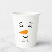 Schattige Frosty the Snowman Smiling Face Papieren Bekers (Voorkant)