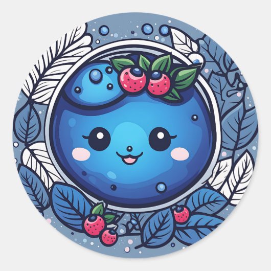 Schattige Fruit Blueberry Delight Ronde Sticker (Voorkant)