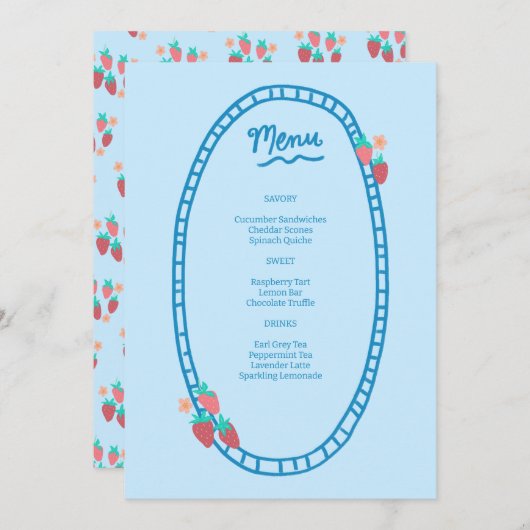 Schattige Fruit CUSTOM Bruids Baby shower Trouwfee Menu (Voorkant / Achterkant)