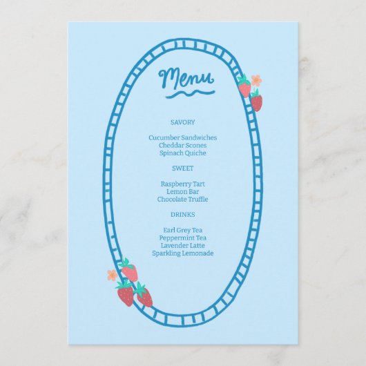 Schattige Fruit CUSTOM Bruids Baby shower Trouwfee Menu (Voorkant)
