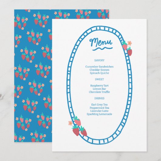 Schattige Fruit CUSTOM Bruids Baby shower Trouwfee Menu (Voorkant / Achterkant)