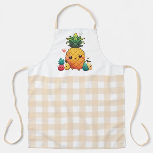 Schattige Fruit met Gingham Pattern Schort (Voorkant)
