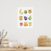 Schattige Fruit Poster Print (Keuken)