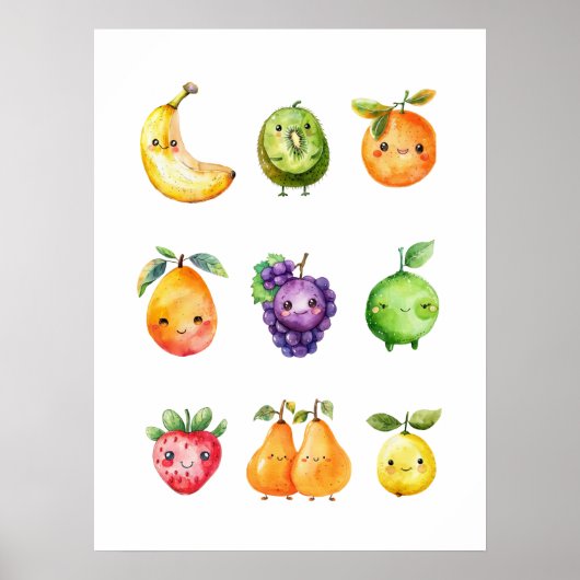 Schattige Fruit Poster Print (Voorkant)