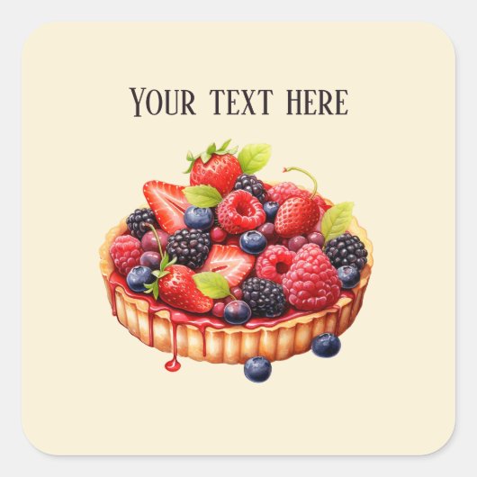 Schattige fruit tart Bericht toevoegen Vierkante Sticker (Voorkant)