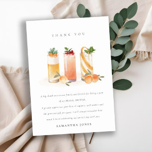 Schattige Fruitcocktail Oranje Blush Bruiloft Fees Bedankkaart