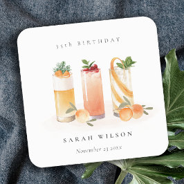 Schattige Fruitcocktail Sinaasappel Blush Verjaard Kartonnen Onderzetters