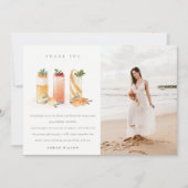 Schattige Fruitcocktail Sinaasappel Foto Bruiloft  Bedankkaart (Voorkant)