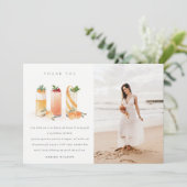 Schattige Fruitcocktail Sinaasappel Foto Bruiloft  Bedankkaart (Staand voorkant)